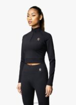 Gym King 1/4 Zip Funnel Black/Rose Gold Women Clothing J2PFB472 - Image 3