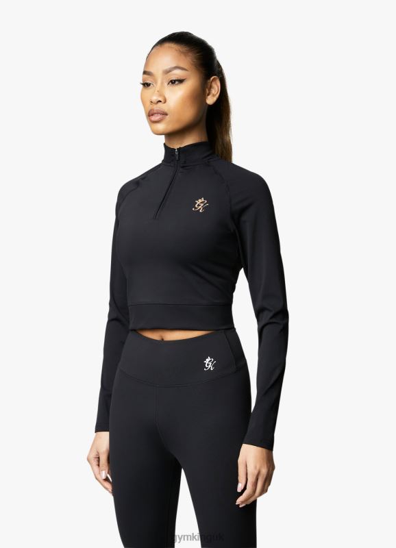 Gym King 1/4 Zip Funnel Black/Rose Gold Women Clothing J2PFB472 - Image 3