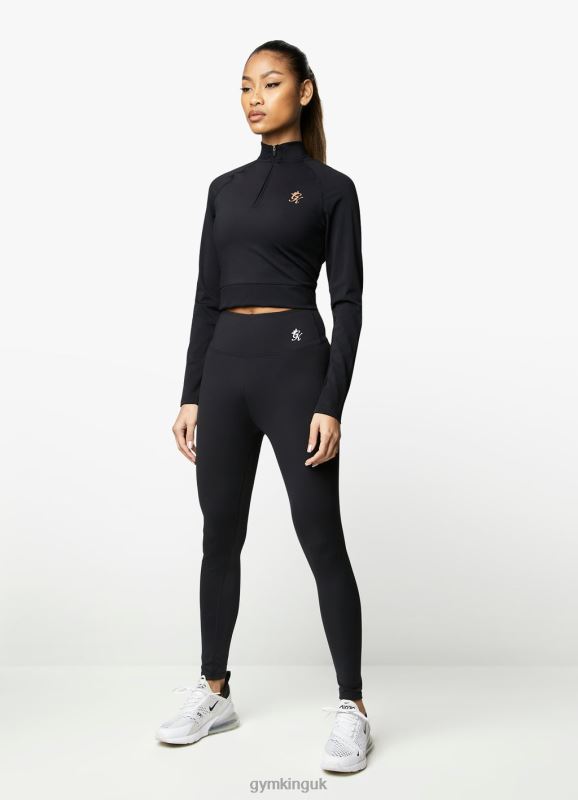 Gym King 1/4 Zip Funnel Black/Rose Gold Women Clothing J2PFB472 - Image 4
