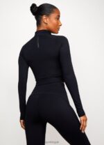 Gym King 1/4 Zip Funnel Black/Rose Gold Women Clothing J2PFB472 - Image 6