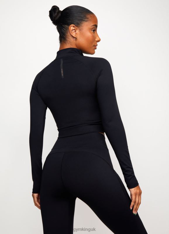 Gym King 1/4 Zip Funnel Black/Rose Gold Women Clothing J2PFB472 - Image 6