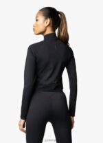 Gym King 1/4 Zip Funnel Black/Rose Gold Women Clothing J2PFB472 - Image 8