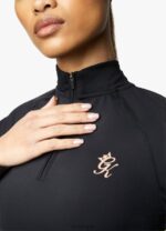 Gym King 1/4 Zip Funnel Black/Rose Gold Women Clothing J2PFB472 - Image 9