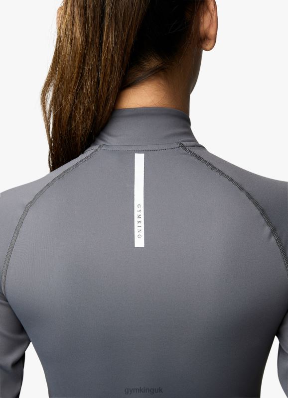 Gym King 1/4 Zip Funnel Dark Grey/Silver Women Clothing J2PFB473 - Image 2