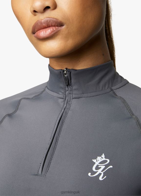 Gym King 1/4 Zip Funnel Dark Grey/Silver Women Clothing J2PFB473 - Image 3