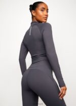 Gym King 1/4 Zip Funnel Dark Grey/Silver Women Clothing J2PFB473 - Image 7