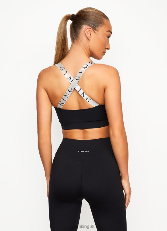 Gym King 2-In-1 Vest and Sports Bra Black Women Clothing J2PFB552 - Image 4