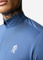 Gym King 365 1/4 Zip Funnel Moonlight Blue Men Clothing J2PFB191 - Image 4