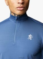 Gym King 365 1/4 Zip Funnel Moonlight Blue Men Clothing J2PFB191 - Image 6