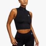 Gym King 365 1/4 Zip Tank Black Women Clothing J2PFB454