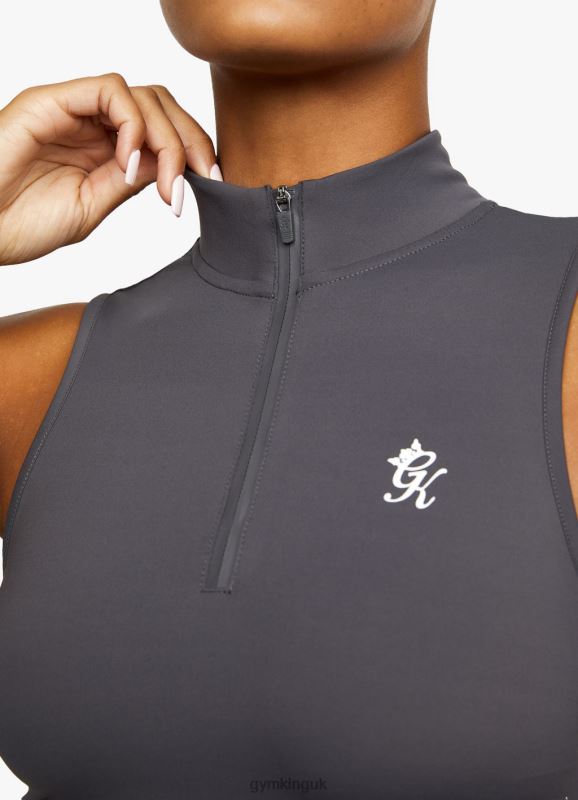 Gym King 365 1/4 Zip Tank Graphite Women Clothing J2PFB453 - Image 6
