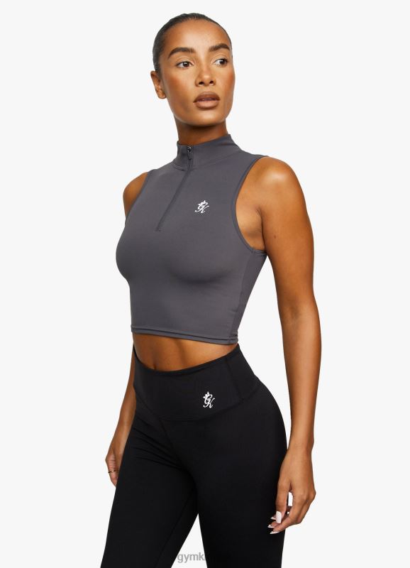 Gym King 365 1/4 Zip Tank Graphite Women Clothing J2PFB453 - Image 1