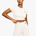 Gym King 365 Cap Sleeve Crop Tee Cream Women Clothing J2PFB423