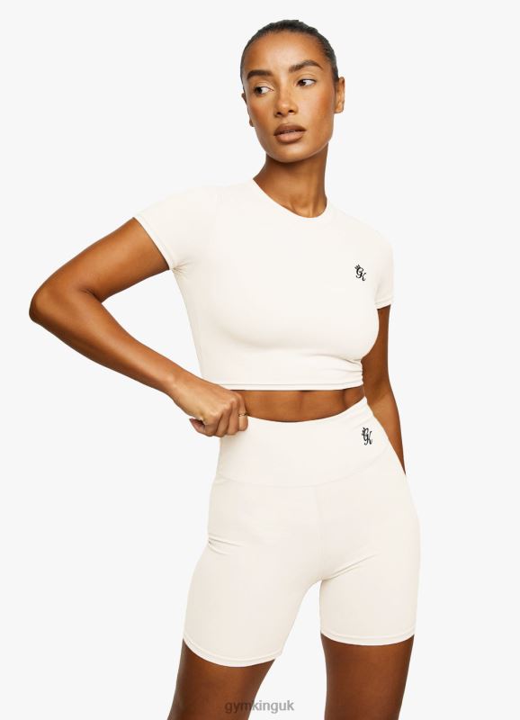 Gym King 365 Cap Sleeve Crop Tee Cream Women Clothing J2PFB423 - Image 1
