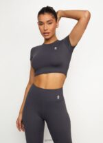 Gym King 365 Cap Sleeve Tee Graphite Women Clothing J2PFB440 - Image 6
