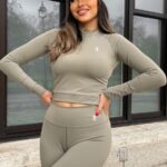 Gym King 365 Long Sleeve 1/4 Zip Pale Olive Women Clothing J2PFB480
