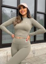 Gym King 365 Long Sleeve 1/4 Zip Pale Olive Women Clothing J2PFB480