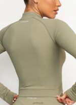 Gym King 365 Long Sleeve 1/4 Zip Pale Olive Women Clothing J2PFB480 - Image 5