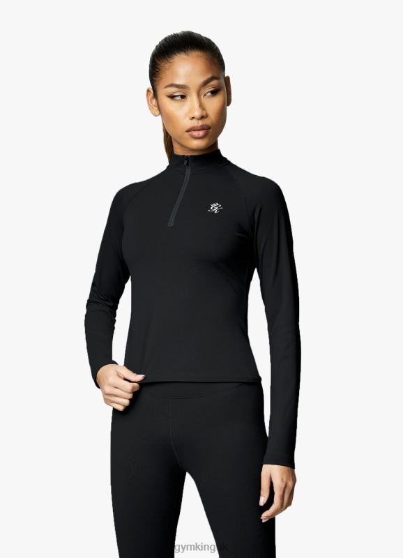 Gym King 365 LS 1/4 Zip Black Women Clothing J2PFB433 - Image 3