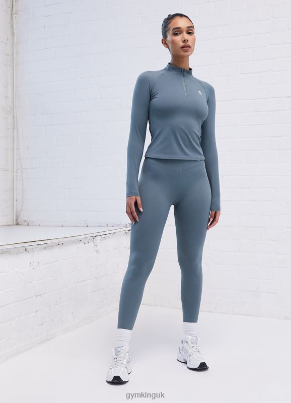Gym King 365 Ls 1/4 Zip Petrol Blue Women Clothing J2PFB436 - Image 2