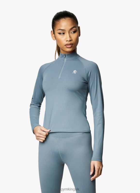 Gym King 365 Ls 1/4 Zip Petrol Blue Women Clothing J2PFB436 - Image 4