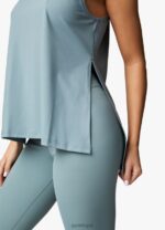 Gym King 365 Split Hem Vest Sage Women Clothing J2PFB535 - Image 3