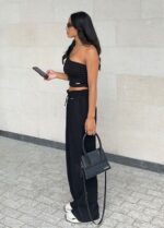 Gym King Asymmetric Crop Black Women Clothing J2PFB394 - Image 3