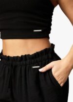 Gym King Asymmetric Crop Black Women Clothing J2PFB394 - Image 6