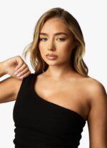 Gym King Asymmetric Crop Black Women Clothing J2PFB394 - Image 8