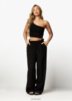 Gym King Asymmetric Crop Black Women Clothing J2PFB394 - Image 9