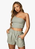 Gym King Asymmetric Crop Dusky Sage Women Clothing J2PFB418 - Image 2
