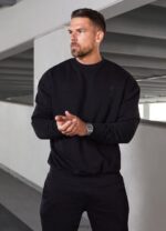 Gym King Aventus Drop Shoulder Crew Black Men Clothing J2PFB208 - Image 2