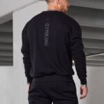 Gym King Aventus Drop Shoulder Crew Black Men Clothing J2PFB208