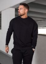 Gym King Aventus Drop Shoulder Crew Black Men Clothing J2PFB208 - Image 7