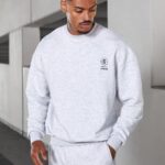 Gym King Aventus Drop Shoulder Crew Snow Marl Men Clothing J2PFB207