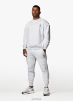 Gym King Aventus Drop Shoulder Crew Snow Marl Men Clothing J2PFB207 - Image 3