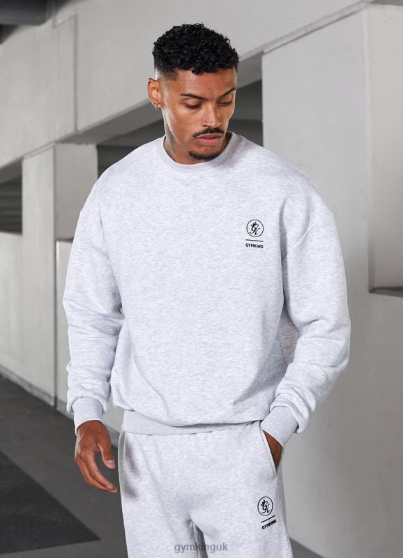 Gym King Aventus Drop Shoulder Crew Snow Marl Men Clothing J2PFB207 - Image 1