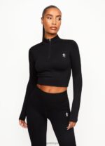 Gym King Balance 1/4 Zip Black Women Clothing J2PFB482