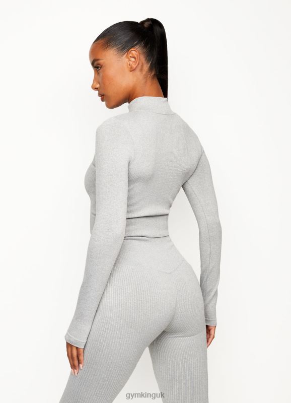 Gym King Balance 1/4 Zip Mid Grey Marl Women Clothing J2PFB489 - Image 2