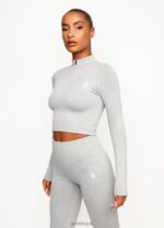 Gym King Balance 1/4 Zip Mid Grey Marl Women Clothing J2PFB489