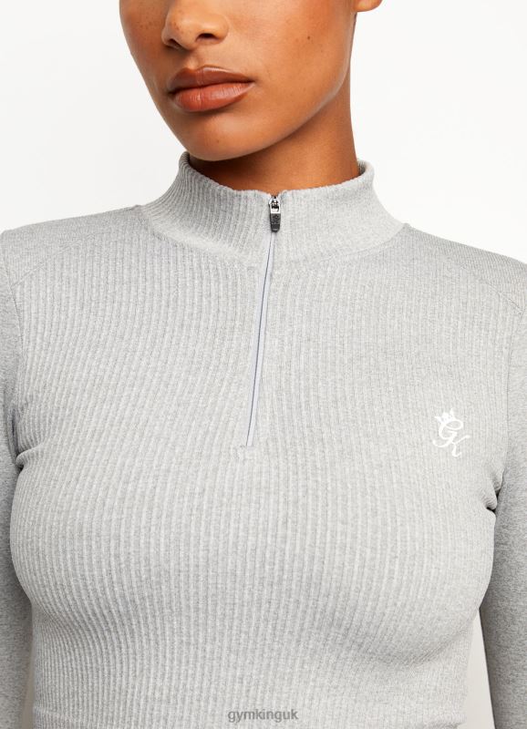 Gym King Balance 1/4 Zip Mid Grey Marl Women Clothing J2PFB489 - Image 3