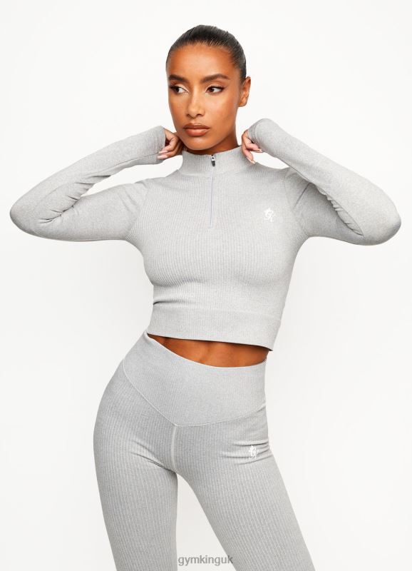 Gym King Balance 1/4 Zip Mid Grey Marl Women Clothing J2PFB489 - Image 4