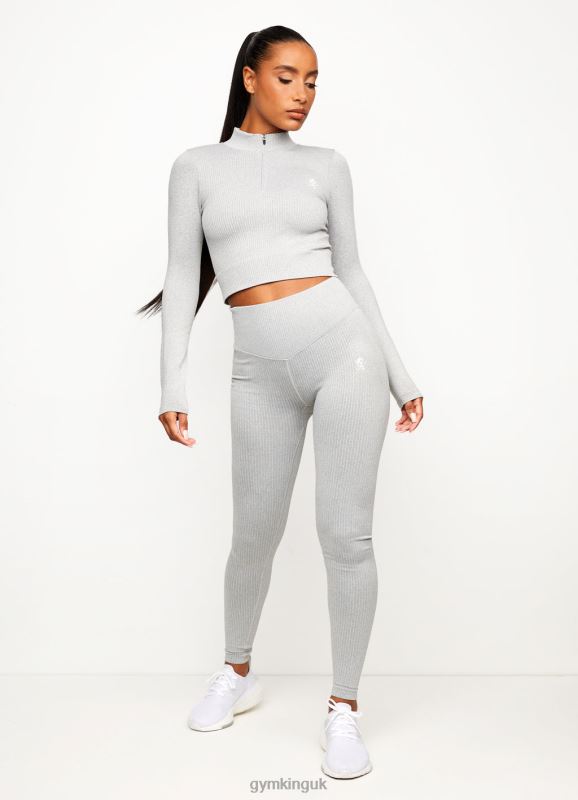 Gym King Balance 1/4 Zip Mid Grey Marl Women Clothing J2PFB489 - Image 5