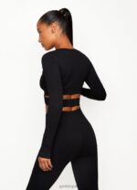 Gym King Balance Long Sleeve Top Black Women Clothing J2PFB493 - Image 2
