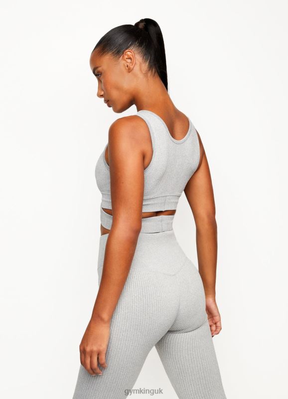 Gym King Balance Rib Bra Mid Grey Marl Women Clothing J2PFB584 - Image 2