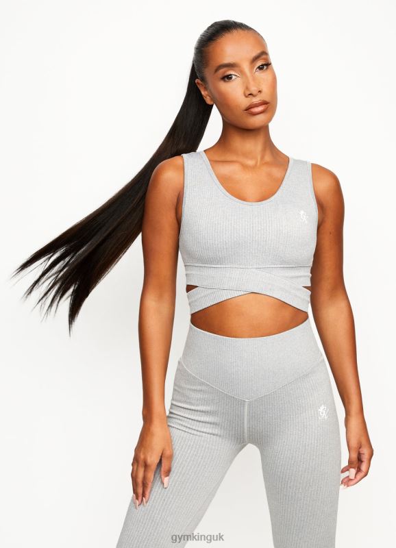 Gym King Balance Rib Bra Mid Grey Marl Women Clothing J2PFB584 - Image 3