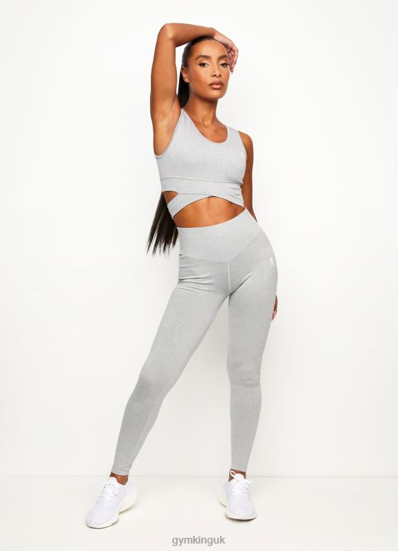 Gym King Balance Rib Bra Mid Grey Marl Women Clothing J2PFB584 - Image 4