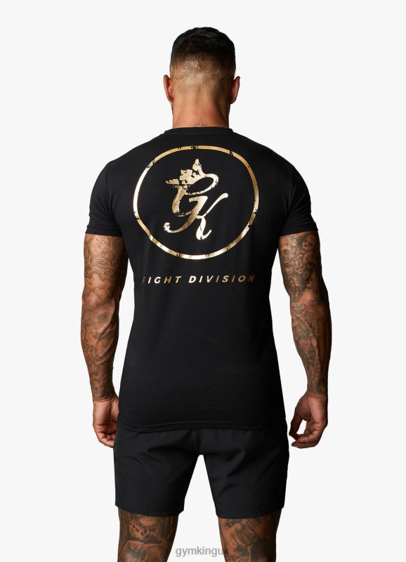 Gym King Believe Limited Edition Fight Division Tee Black/Gold Men Clothing J2PFB60 - Image 2