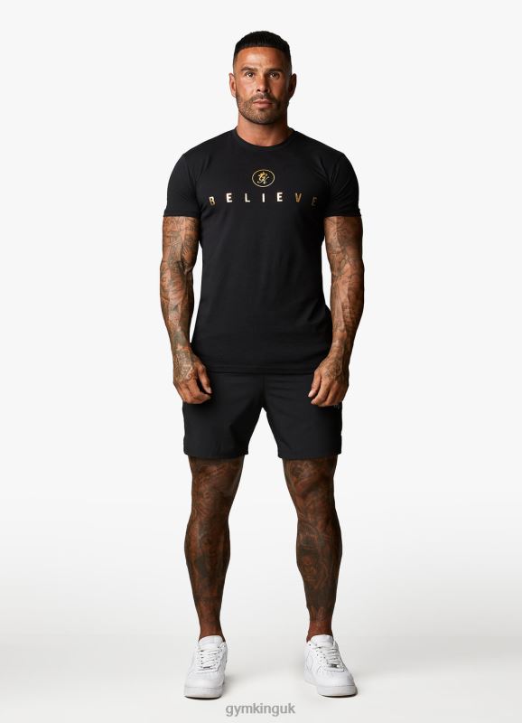 Gym King Believe Limited Edition Fight Division Tee Black/Gold Men Clothing J2PFB60 - Image 5