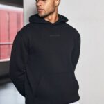 Gym King Box Logo Hood Black Men Clothing J2PFB217